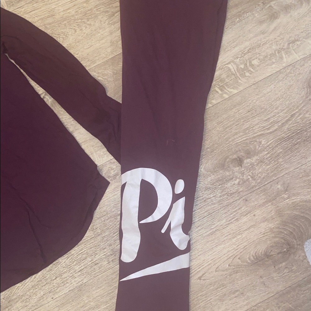 PINK Victoria's Secret Maroon Logo Pajama Set with White Script - Picture 3 of 7